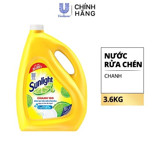 SUNLIGHT Nước Rửa Chén Chanh Mới 3.6kg/3 can