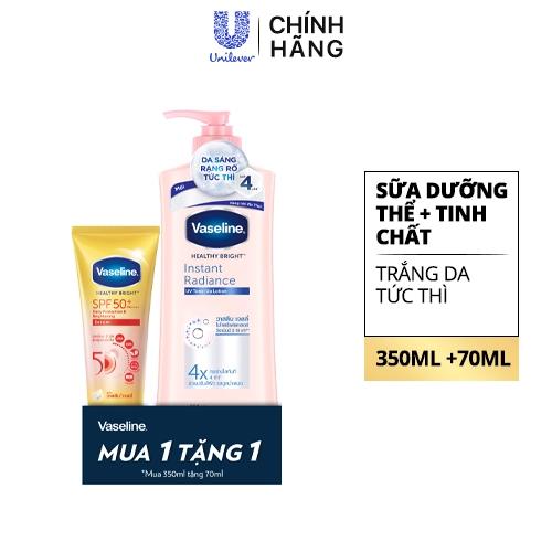 VASELINE SDT TrắngDaTứcThì 350ml(1+1Tchất SPF50 70ml)/12Bộ